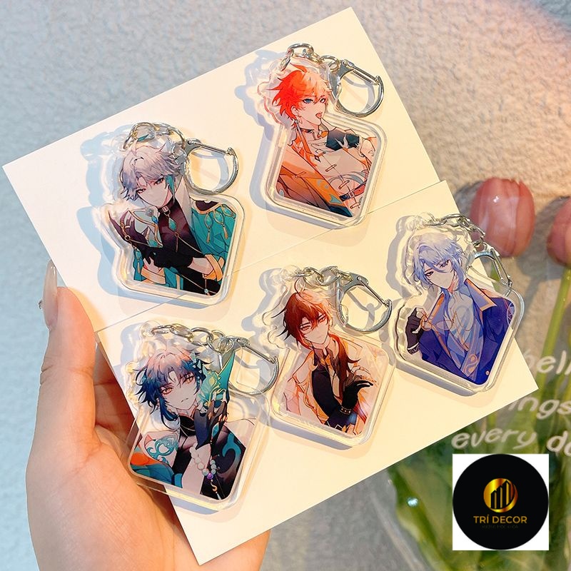 Móc khoá Al Haitham Tartaglia Zhongli Genshin Impact Phụ Kiện Trang Trí Túi xách Balo in hình nhân vật 2 mặt rõ nét