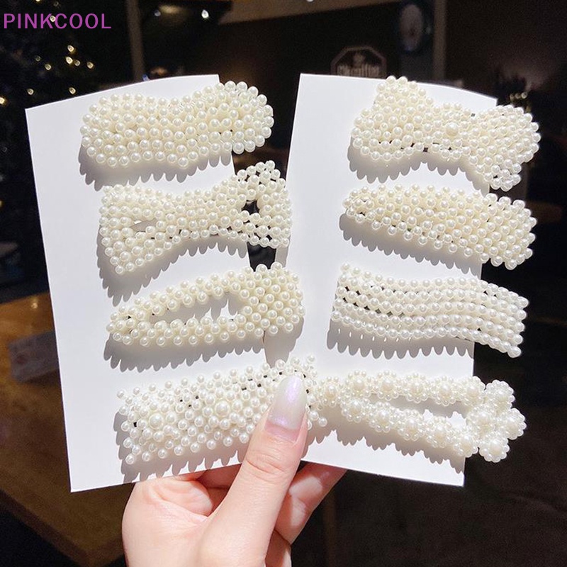 Pinkcool Kẹp Tóc Đính Ngọc Trai Đơn Giản Ngọt Ngào Thời Trang Phong Cách Hàn Quốc Cho Nữ