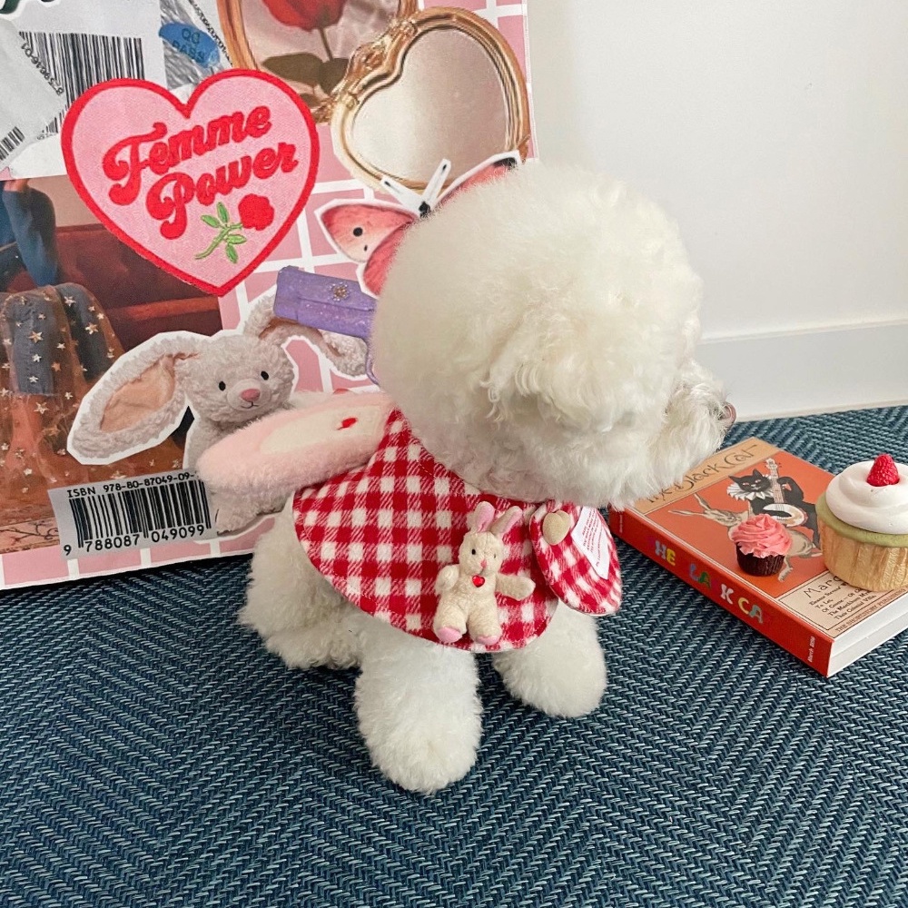 Khăn Choàng Cổ Tai Thỏ Họa Tiết Sọc Caro Dễ Thương Dành Cho Thú Cưng