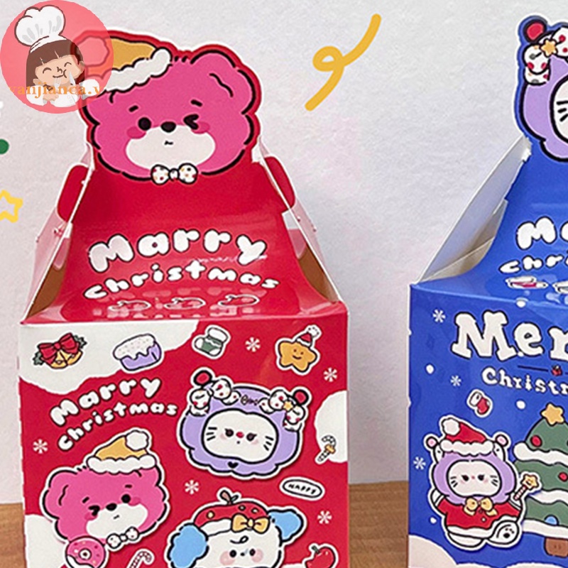 Hộp Giấy Đựng Bánh Quy / Kẹo / Quà Giáng Sinh Di Động In Họa Tiết Hoạt Hình yanca
