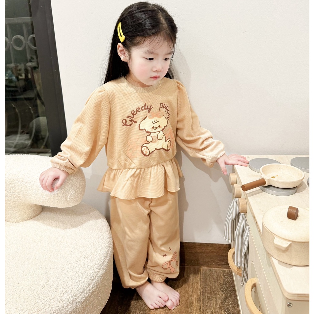 ✨MALINHKID✨BN096- Bộ nỉ da cá PUPPAY dáng peplum trẻ em VNXK