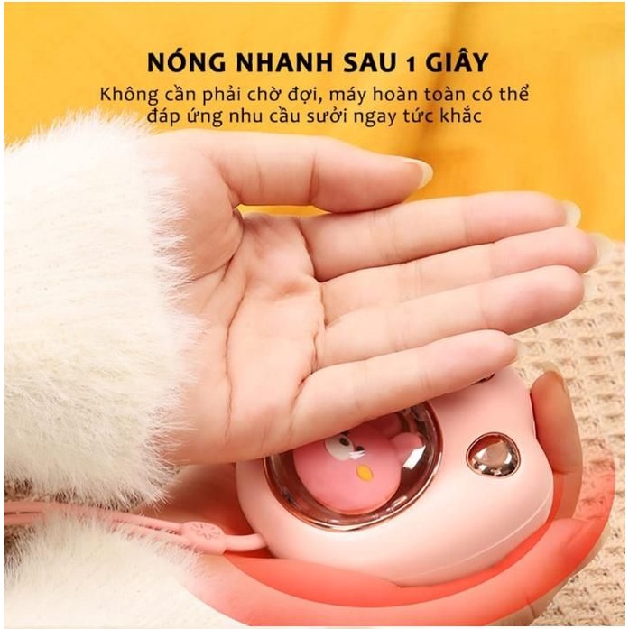 Máy sưởi mini cầm tay hình chân gấu,máy sưởi tay làm ấm nhanh,pin sạc 2400mAH nhỏ gọn bỏ túi siêu tiện lợi
