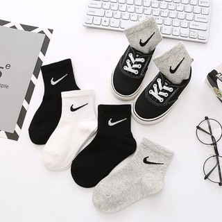 Set 5 đôi tất cổ trung cho bé 2-13 tuổi mẫu tất trơn thể thao cổ ngắn nike