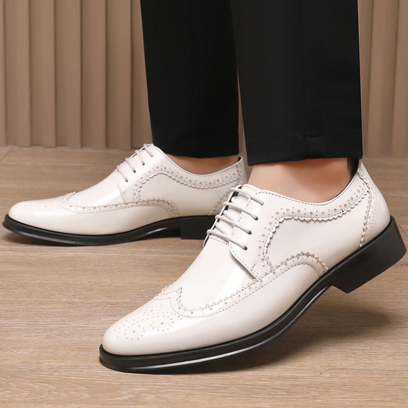 SHANMUSENLIN☘Mới Giày Da Bóng Phong Cách Anh Quốc Ngoại Cỡ Chặn Chạm KhắcGiày nam Thể thao Thư giãn Thời trang