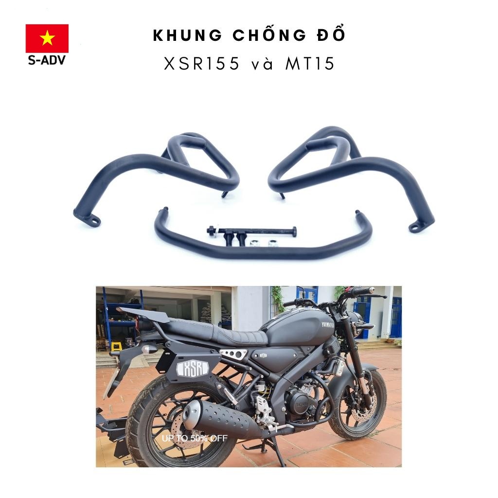 Chống đổ XSR155, MT15, khung bảo vệ xe sơn tĩnh điện màu đen