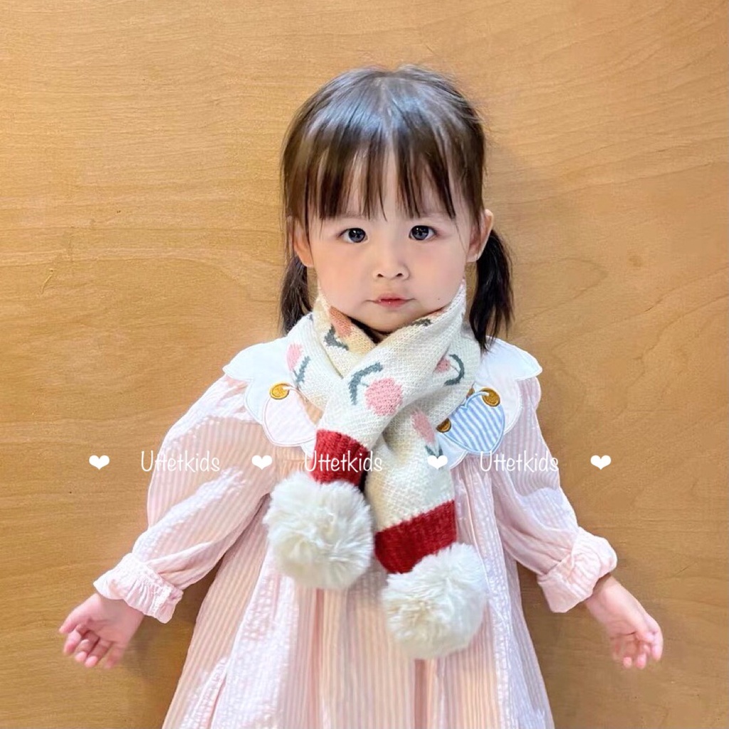 KHĂN QUÀNG CỔ HOA PHONG CÁCH HÀN QUỐC CHO BÉ GÁI