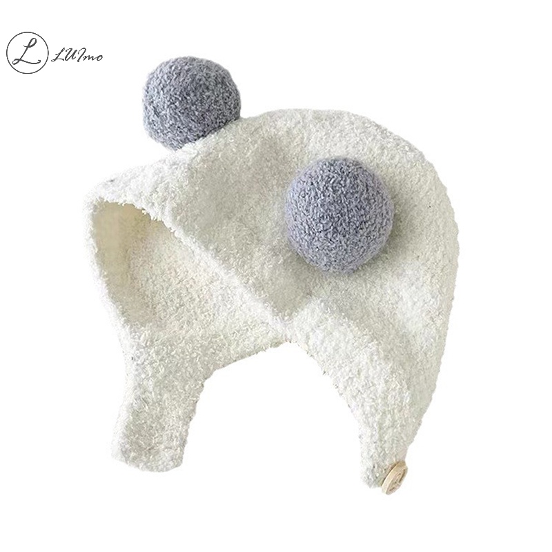 Luimo Mũ Len Lông Cừu Mềm Mại Bảo Vệ Tai Giữ Ấm Mùa Đông Cho Bé Sơ Sinh