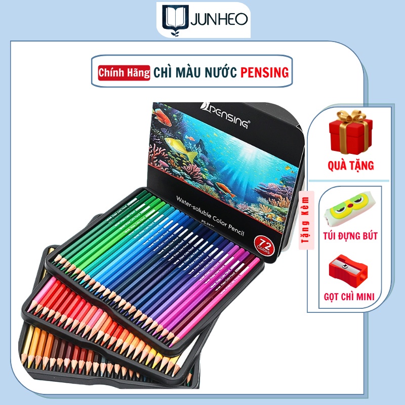 Hộp bút chì màu nước Pensing cao cấp tô vẽ tranh phác thảo chuyên nghiệp PS-2072