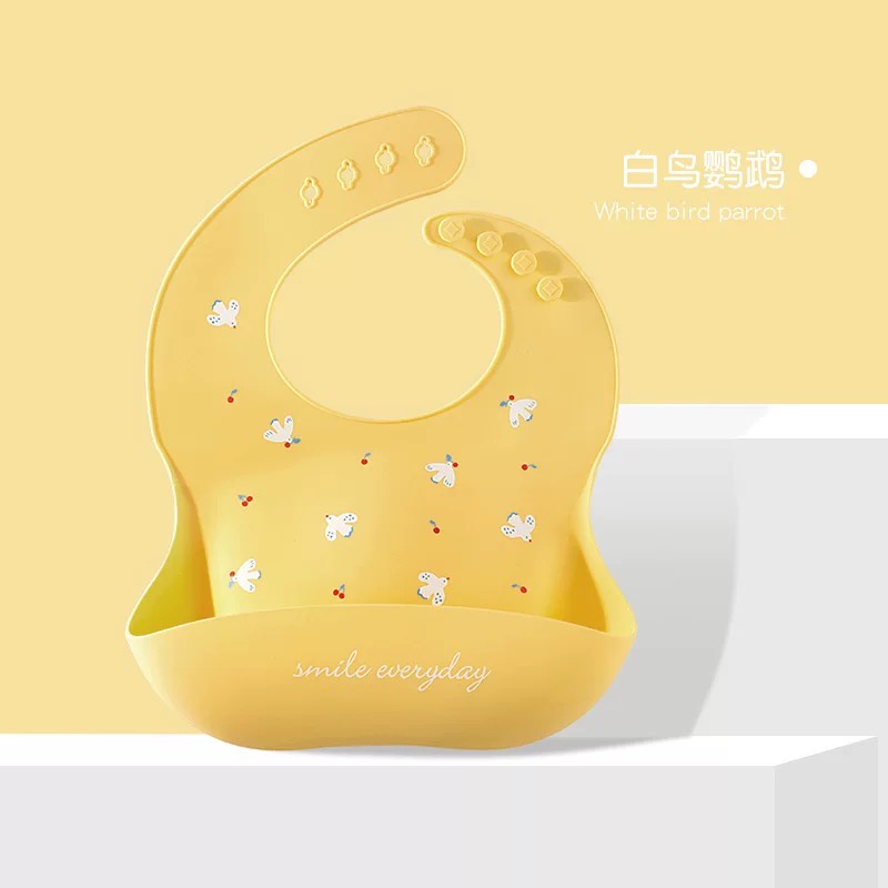 Yếm ăn dặm cho bé có máng hứng Tushie Treats chât sliệu dầy dặn phong cách Hàn Quốc Shopmegold1