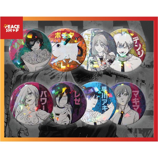 Chainsaw Man Huy hiệu Anime Lấp Lánh  - Anime / Manga Chainsaw Man Power Makima Pochita Makima Aki Angel Denji HH18
