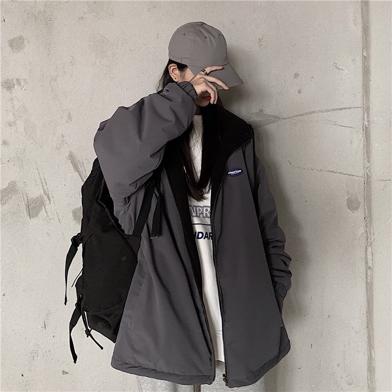 Áo Khoác Gió 2 Lớp Nam Nữ Mặc Được 2 Mặt, Áo Khoác Unisex 2 Mặt Có Mũ Liền Phối Logo Hem Fashion