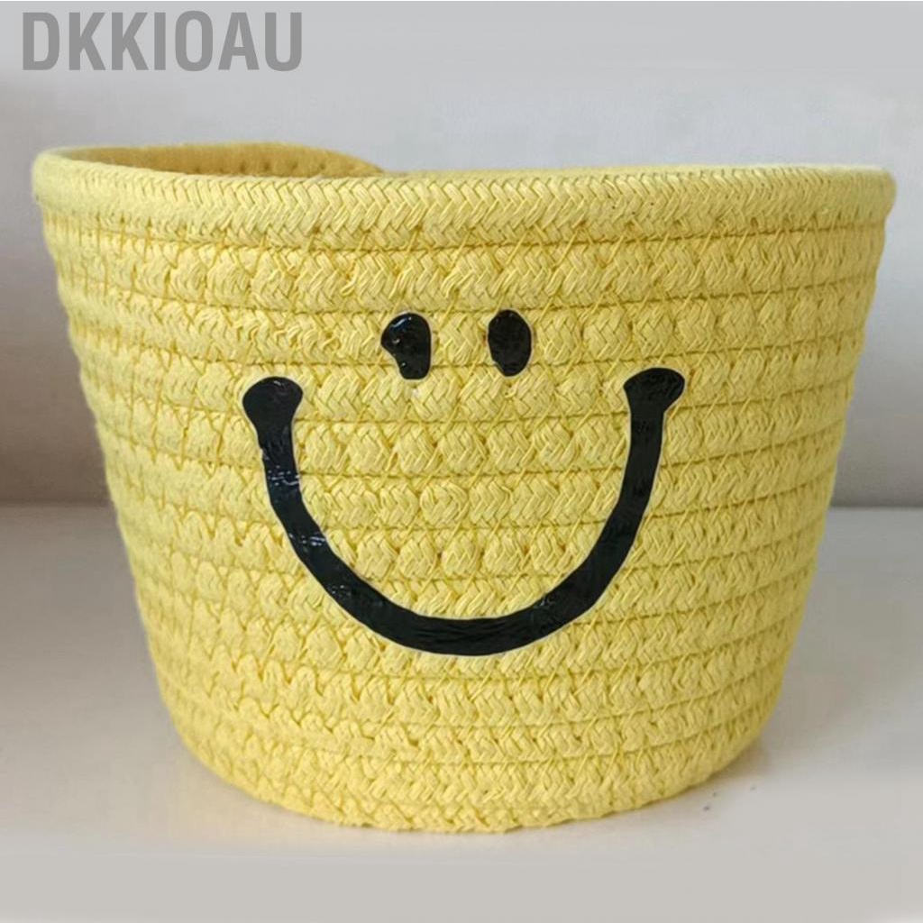 Dkkioau Cute Cotton Rope Basket Wall Mounted Soft Foldable Hand Woven Small Storage for Home Use