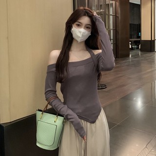 Áo Croptop Tay Dài Hở Vai Phong Cách Hàn Quốc Thời Trang Mùa Xuân 2024 Cho Nữ