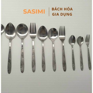 Thìa inox, thìa dĩa inox khắc hoa văn đủ cỡ , muỗng thìa súp inox cao cấp sáng đẹp bền