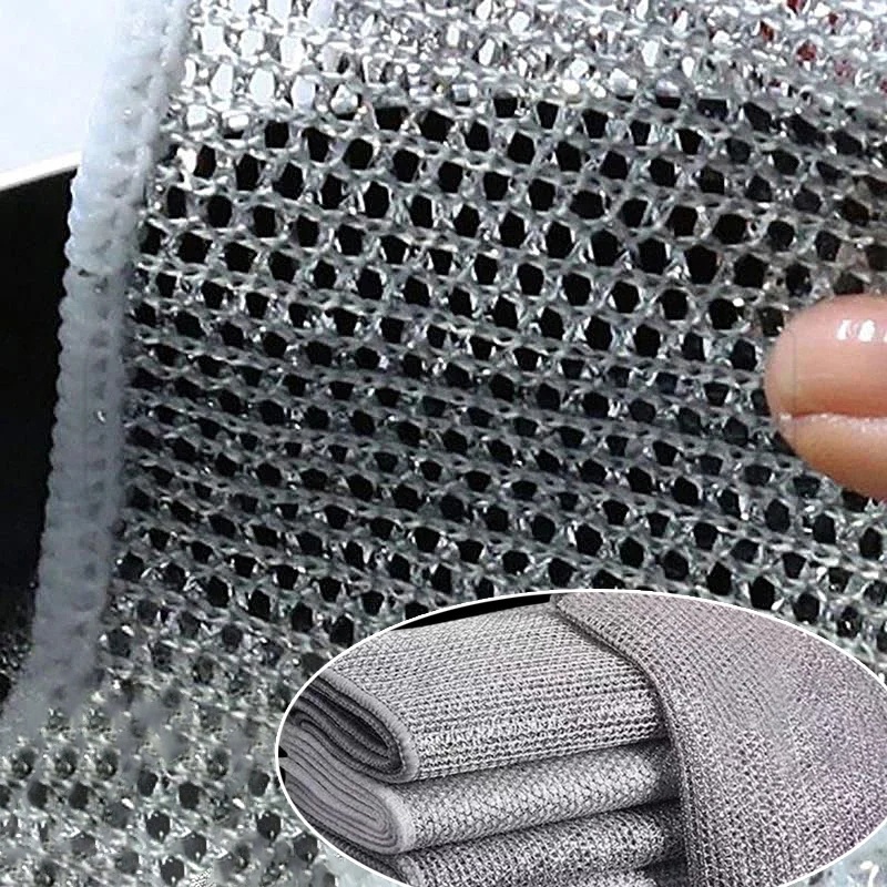 5 cái Lưới Thép Làm Sạch Ma Thuật / Khăn Lau Bếp / Vòi Nước Bồn Rửa Chén / Khăn Lau Hai Lớp Chống Dính Dầu / Loại Bỏ Rỉ Sét Thông Dụng