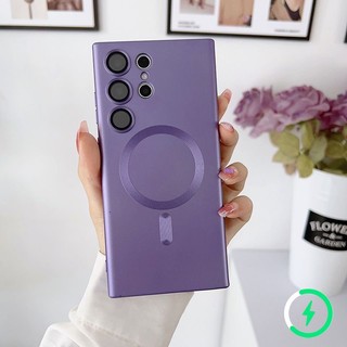 Ốp Điện Thoại Mặt Nhám Siêu Mỏng Từ Tính Chống Dấu Vân Tay Cho Samsung Galaxy Note 10 Plus 20 Ultra S20 21 22 23 24 FE Plus Ultra