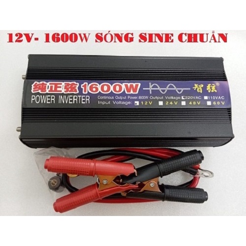 Bộ đổi điện sin chuẩn 12v- 1600W sang 220V - 1600W sóng sine chuẩn -PL 12V Màu Đen