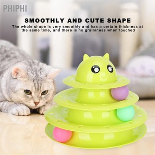 PHIPHI Tháp 3 tầng cho mèo với quả bóng lăn Đồ chơi tương tác chống trượt thú cưng