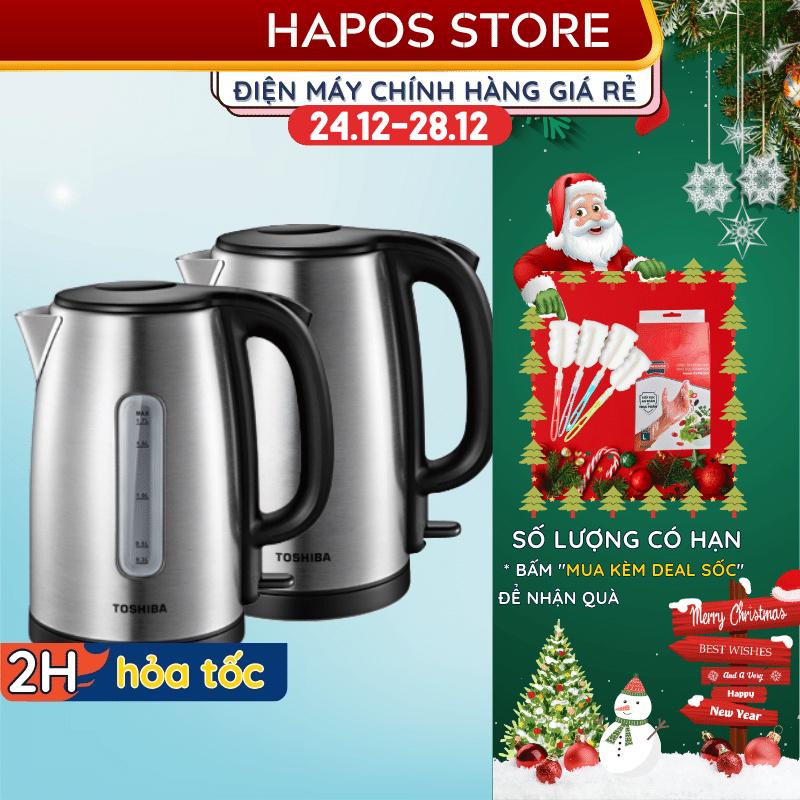 Ấm siêu tốc đun nước Inox Toshiba KT-17SH1NV / KT-17SH2NV 1,7L có báo đèn, tự ngắt điện - HAPOS
