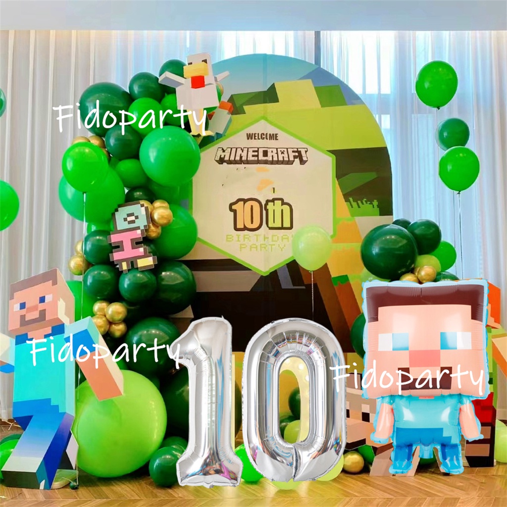 Minecraft Bóng Vòng Hoa Vòm Bộ 32 Inch Số Bóng Steven Pixel Wars Thme Sinh Nhật Trang Trí Đảng Nhu C