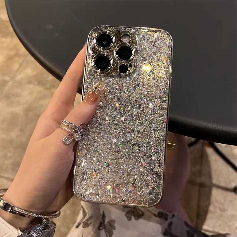 Ốp Điện Thoại TPU Mềm Lấp Lánh Cho HP iPhone 16 15 14 13 12 11 Pro X XS XR Max 15plus 16plus 15Rrm 11prm 12prm promax