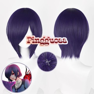 Anime Tokyo Ghoul Touka Kirishima Cosplay Wig 33cm Dark Purple Short Wigs Heat Resistant Synthetic Hair