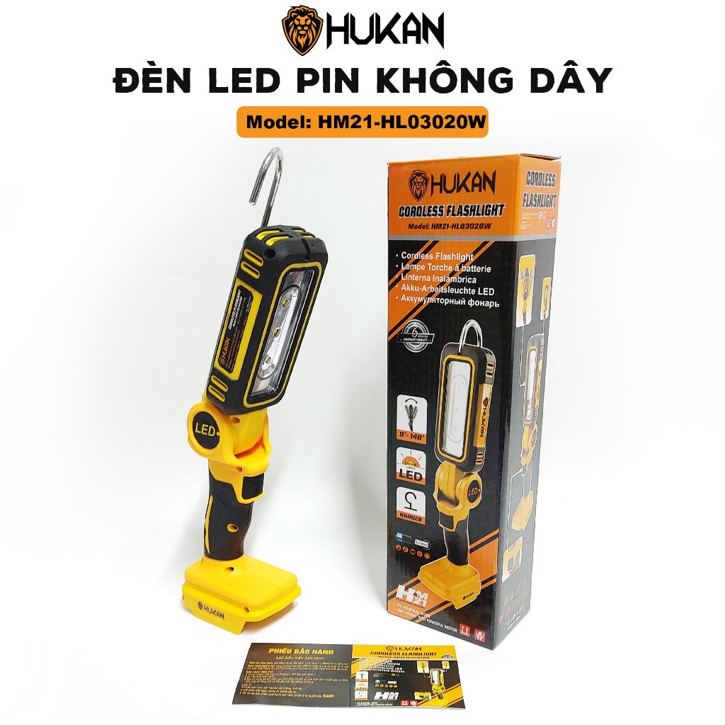 Thân Đèn Led Hukan HL0302W [ Chưa Kèm Pin Sạc ] 2 Chế Độ Sáng Chân Pin Phổ Thông HUKAN VIỆT NAM