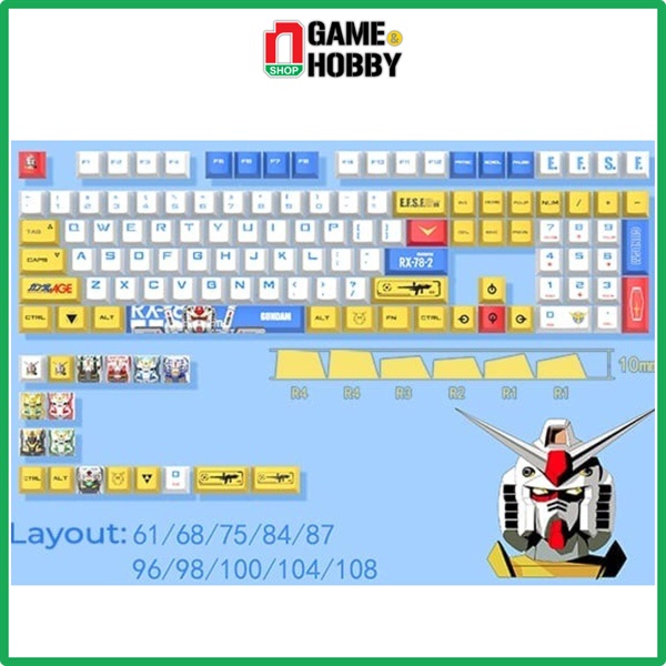 BỘ KEYCAP BÀN PHÍM CƠ GUNDAM RX-78-2 PBT FULL SET 126 NÚT