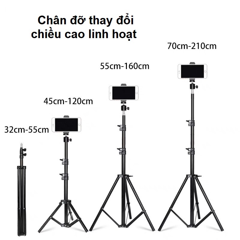 Chân gậy đèn Fusender cao cấp, chân đèn chắc chắn Giá Đỡ Điện Thoại, Chân Máy Tripod Cây Livestream 