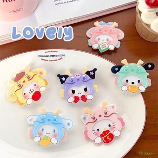 SANRIO Kẹp Tóc Hai Lớp Bằng Acrylic Hình Trái Tim Dễ Thương Mừng Năm Mới
