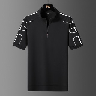 M-5xl áo polo dây kéo áo thun nam mùa hè áo thun ngắn tay áo polo áo thun tay ngắn