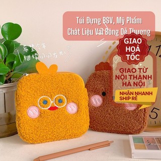 Túi đựng Băng vệ sinh, mỹ phẩm, văn phòng phẩm chất liệu vải bông dễ thương nhỏ gọn TDL12