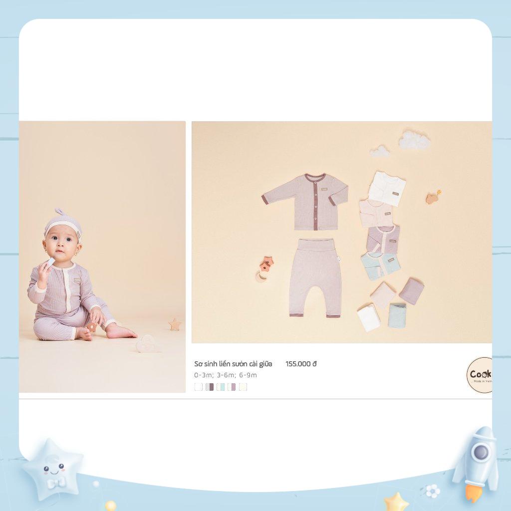 [Cookie 2022] Bộ sơ sinh cài thẳng cạp bo (không bao gồm phụ kiện)