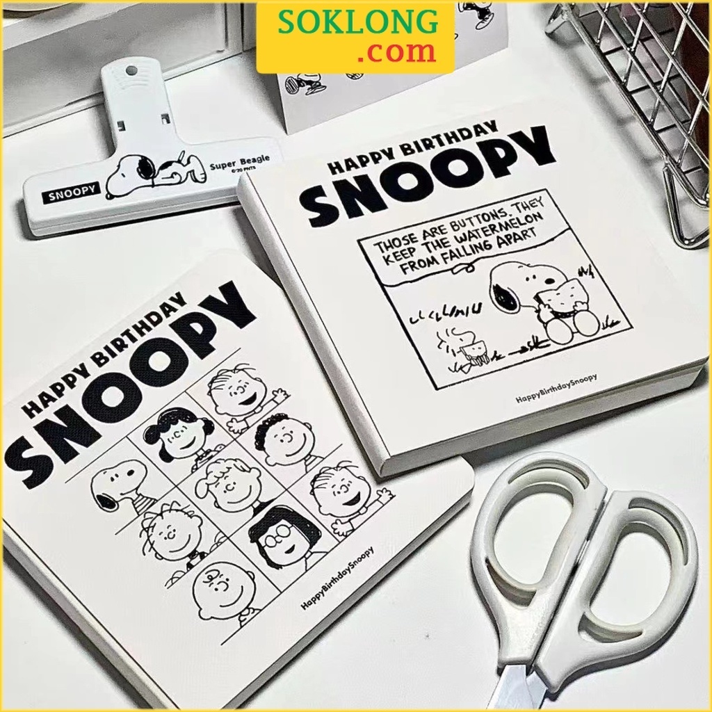 Sổ tay caro may gáy ghi chép hoạ tiết Snoopy dễ thương 196 trang S18 - vở ghi chú bìa dày hoạt hình