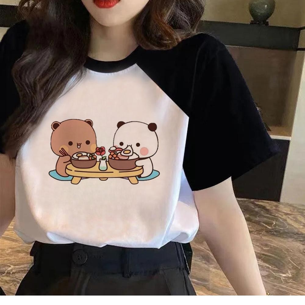 Bubu Dudu áo thun nữ thiết kế anime Tee bé gái Nhật Bản truyện tranh y2k quần áo