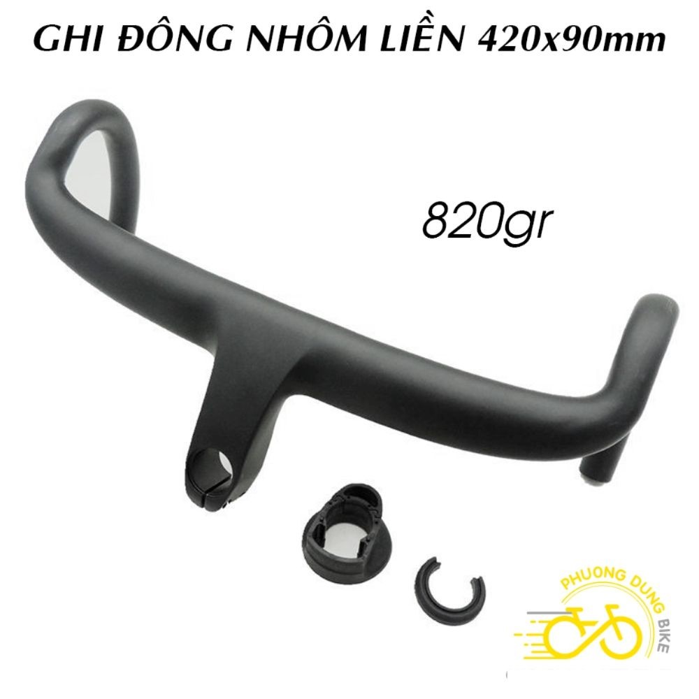 Ghi đông cong road liền pô tăng nhôm xe đạp 420 x 90mm