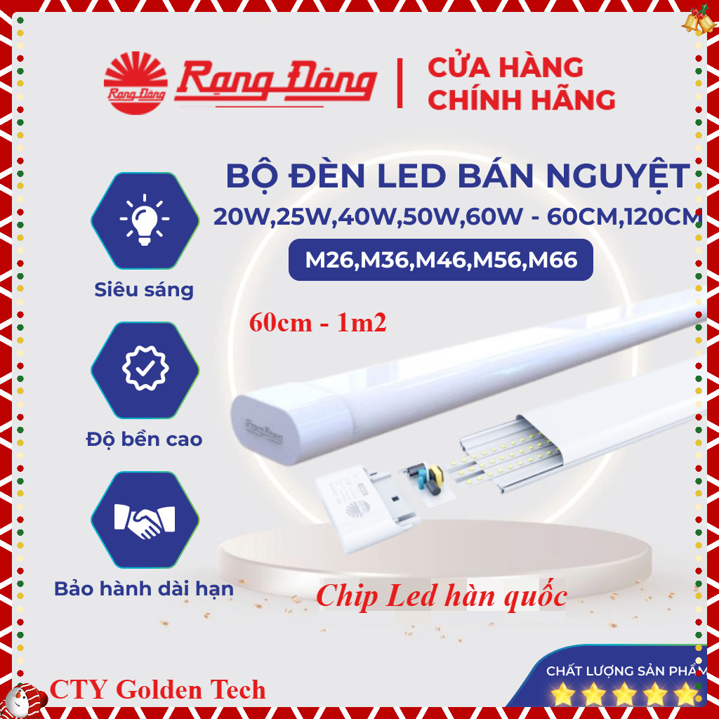 (Chính hãng) Bộ Đèn Led Bán Nguyệt Rạng Đông M26-M36-M46-M56-M66 Dài 1M2 Công suất 18w-40w-50w-60w