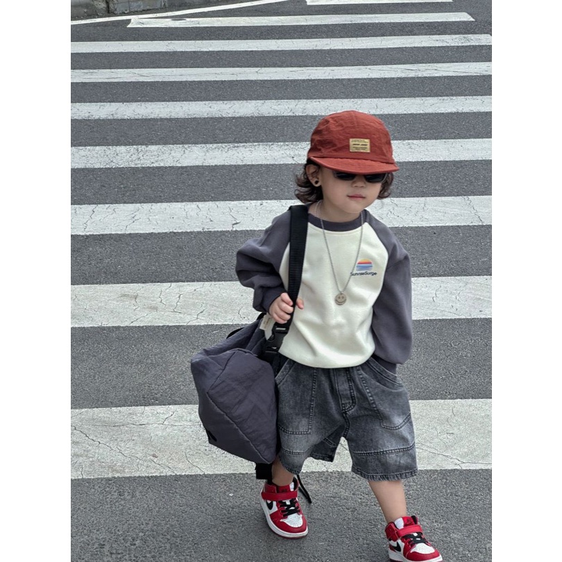 Ricoini Bộ Áo Thun Cổ Tròn In Hình Cầu Vồng Phong Cách Nhật Hàn Thời Trang Cho Gia Đình