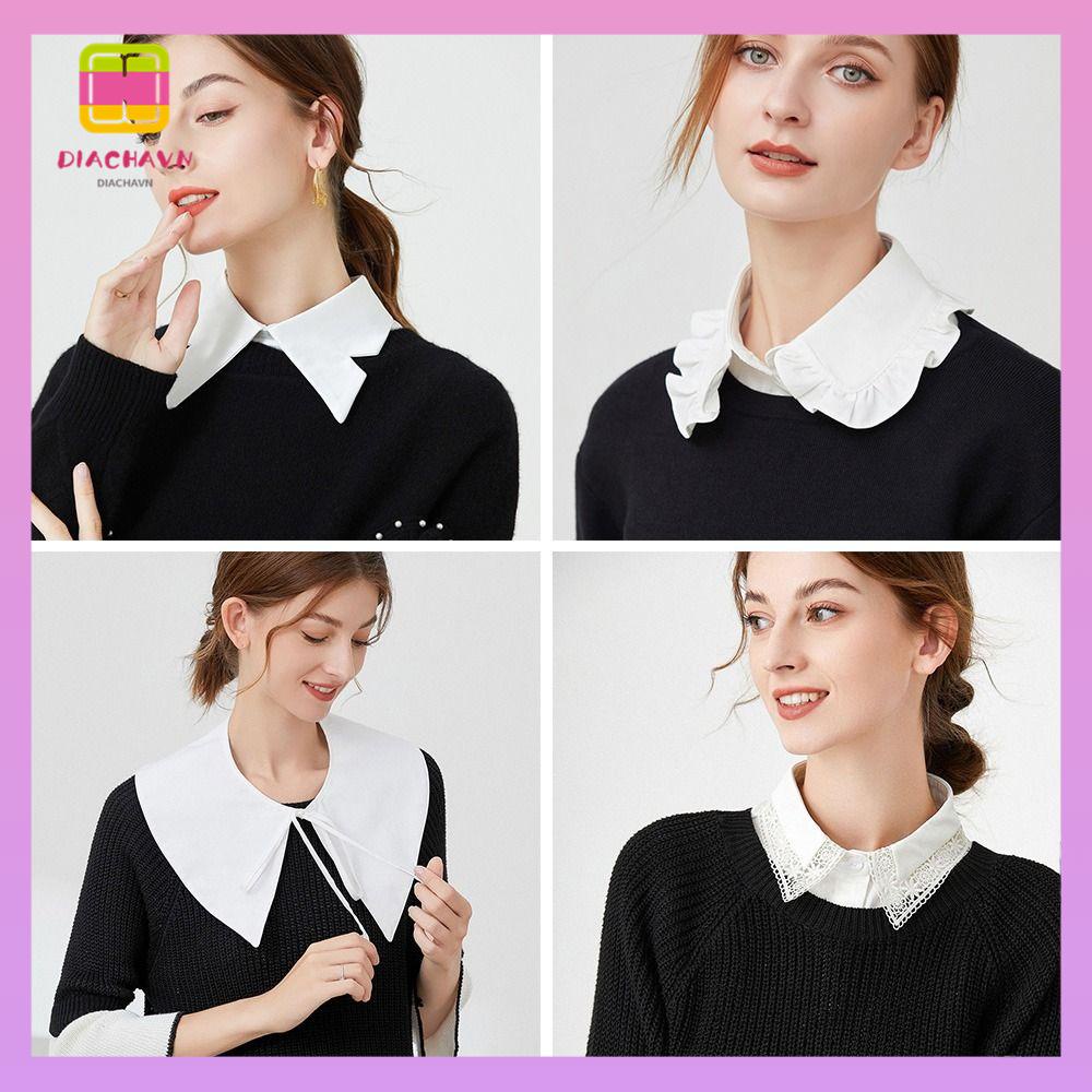 Diachavn Cổ Áo Sơ Mi Giả Bằng cotton Voan Phong Cách vintage Phụ kiện