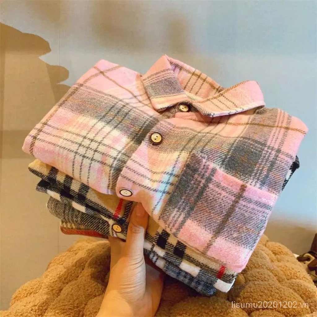 Áo Sơ Mi Khoác Ngoài Họa Tiết Sọc Caro Thiết Kế Mới Thời Trang Theo Phong Cách Hàn Quốc Cho Bé