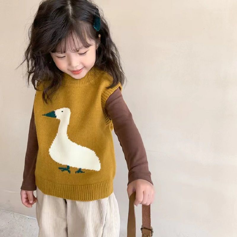 Áo sweater Dệt Kim Không Tay Phong Cách Hàn Nhật Mới 2023 Cho Bé Trai Và Bé Gái