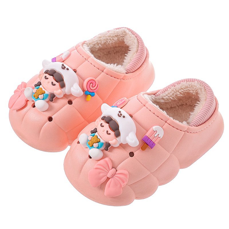 Dép Bông Đi Trong Nhà Chống Thấm Nước Thời Trang Mùa Đông Cho Bé Dễ Thương