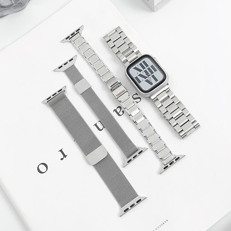 Dây Đeo Inox Màu Bạc Cho Đồng Hồ Thông Minh iwatch ultra 49mm 6 5 se 4 3 2 40mm 38 42mm 44mm 8 7 41mm 45mm