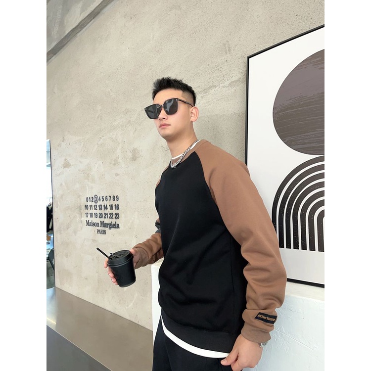 Màu Sắc Áo Thun Dáng Rộng Cổ Tròn Phối Màu Tương Phản Thời Trang Mùa Xuân Dành Cho Nam