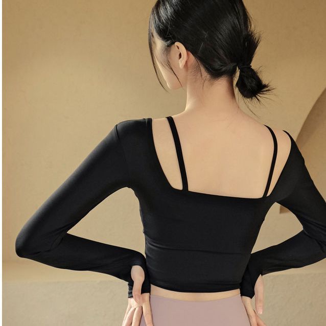 Áo Thun Thể Thao Tay Dài Có Mút Đệm Ngực Thời Trang Quyến Rũ Cho Nữ