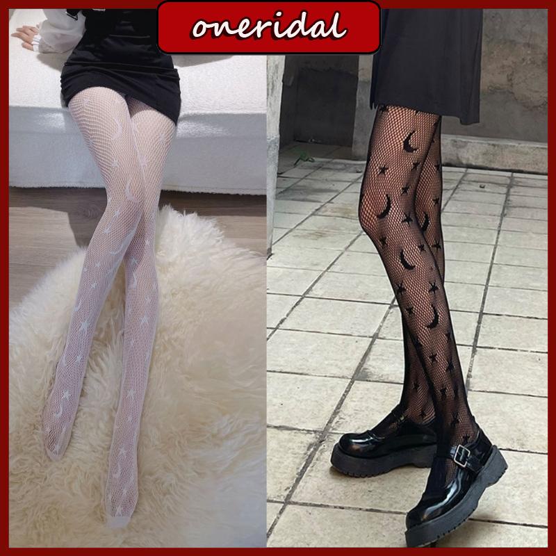 Oneri Quần Tất Lưới jacquard Hình Trăng Sao Phong Cách gothic Cho Nữ