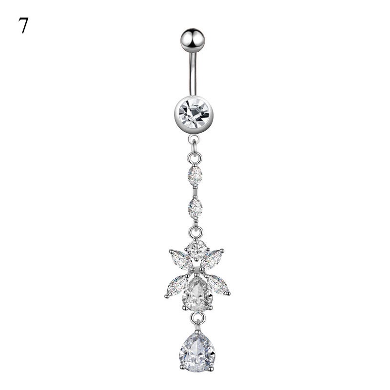 Thời Trang 1 Khuyên Rốn Dạng Tua Rua Dài Đính Đá zircon Lấp Lánh