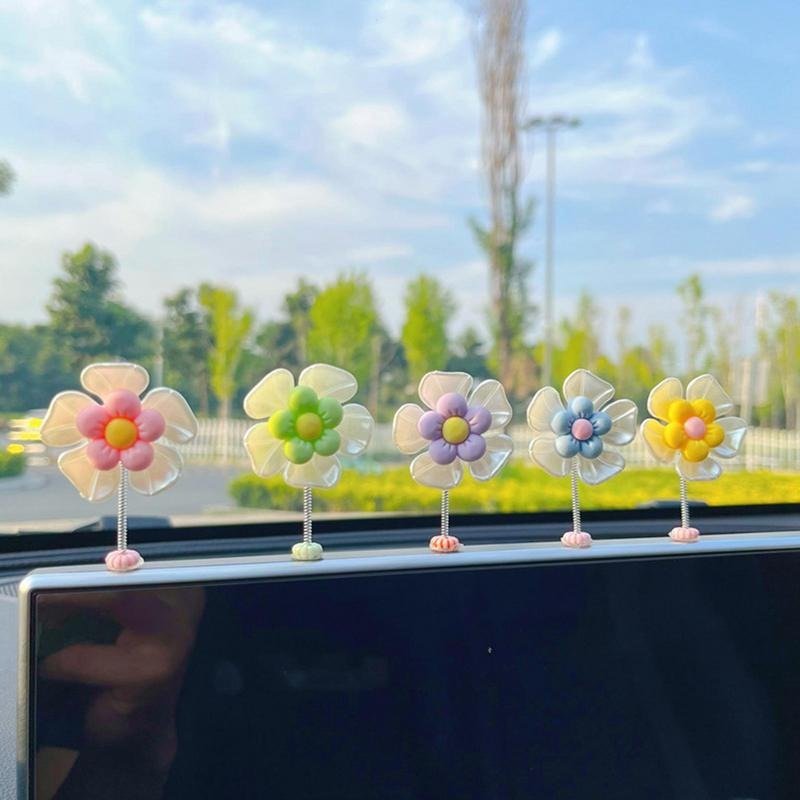 1 Bông Hoa Cúc Dại Tự Dính Trang Trí Bảng Điều Khiển Xe Hơi Dễ Thương Sáng Tạo