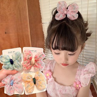 Kẹp tóc vải voan cỡ lớn đính nơ hoa dễ thương cho bé gái