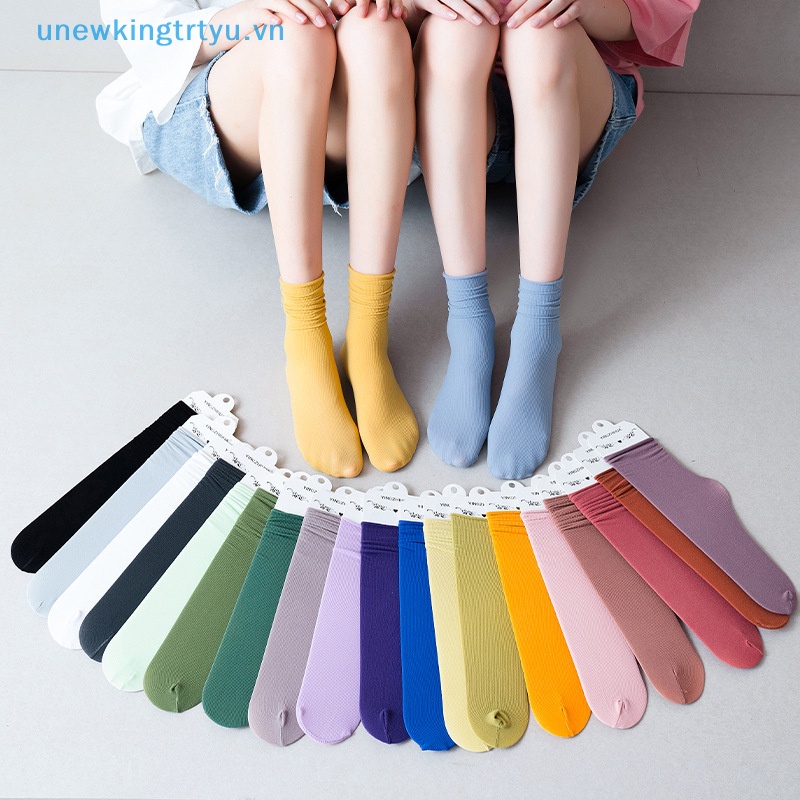 Set 1 / 3 / 5 Đôi Vớ Mỏng Nhiều Màu Sắc Không Xuyên Thấu Cho Nữ vn